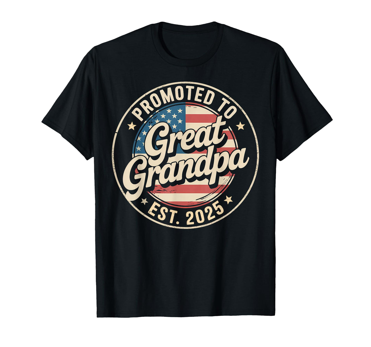 Promoted To Great Grandpa EST. 2025 USA Flag Soon To Grandpa T-Shirt