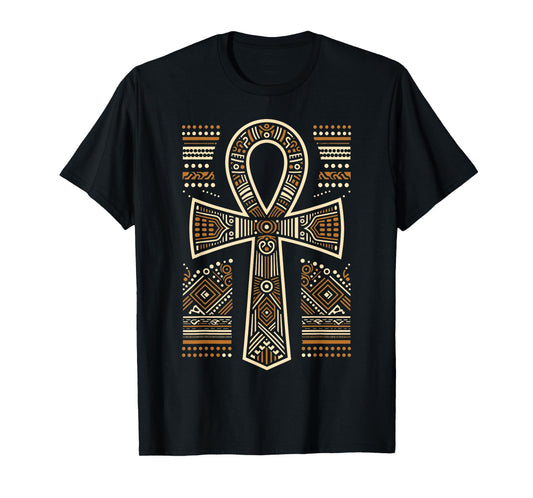 Cool Egypt Ankh Key of Life Symbol In Tribal Art Style T-Shirt