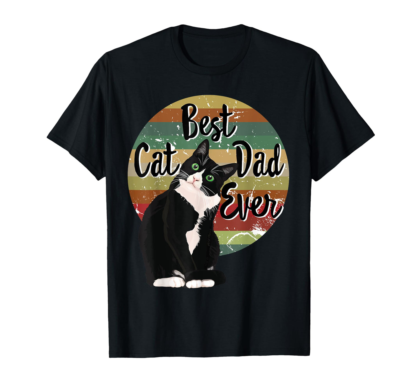 Best Cat Dad Ever Tuxedo Father's Day Gift Funny Retro Shirt T-Shirt for Men Women