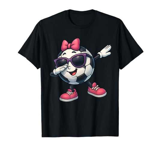 Funny Dabbing Soccer Ball Girl Tee for Kids Youth Fans T-Shirt