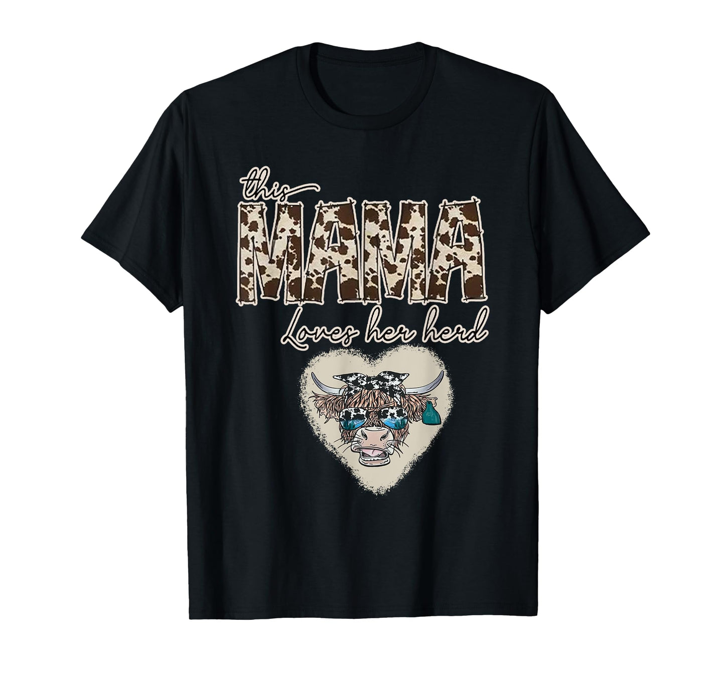 Cow Print Mama Shirt, Farmer, Mama Loves Her Herd Tee gifts T-Shirt