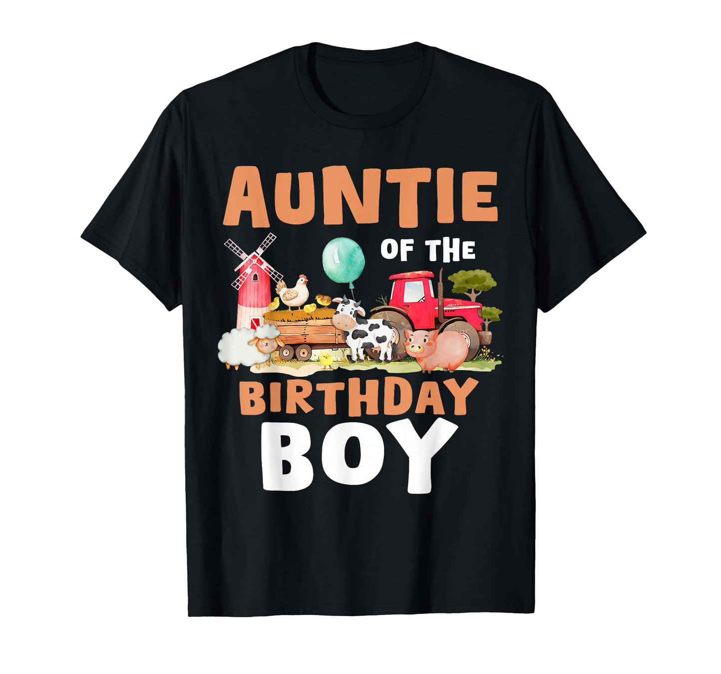 Auntie Of The Birthday Boy Farm Animals Matching Farm Theme T-Shirt