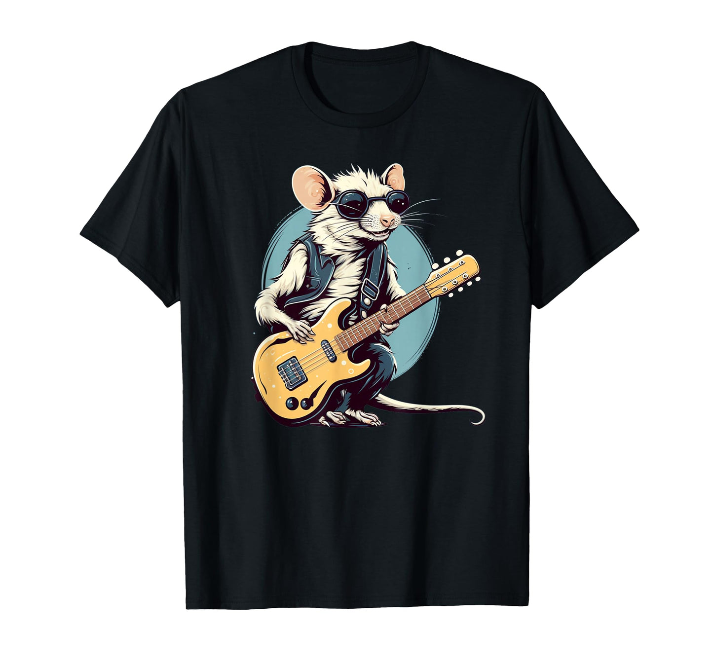 Funny Punk Rocker Rat with electric Guitar Costume T-Shirt