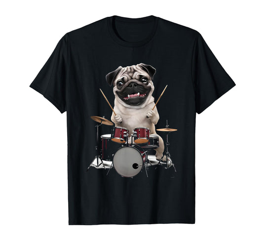 Pug Playing Drums T-Shirt