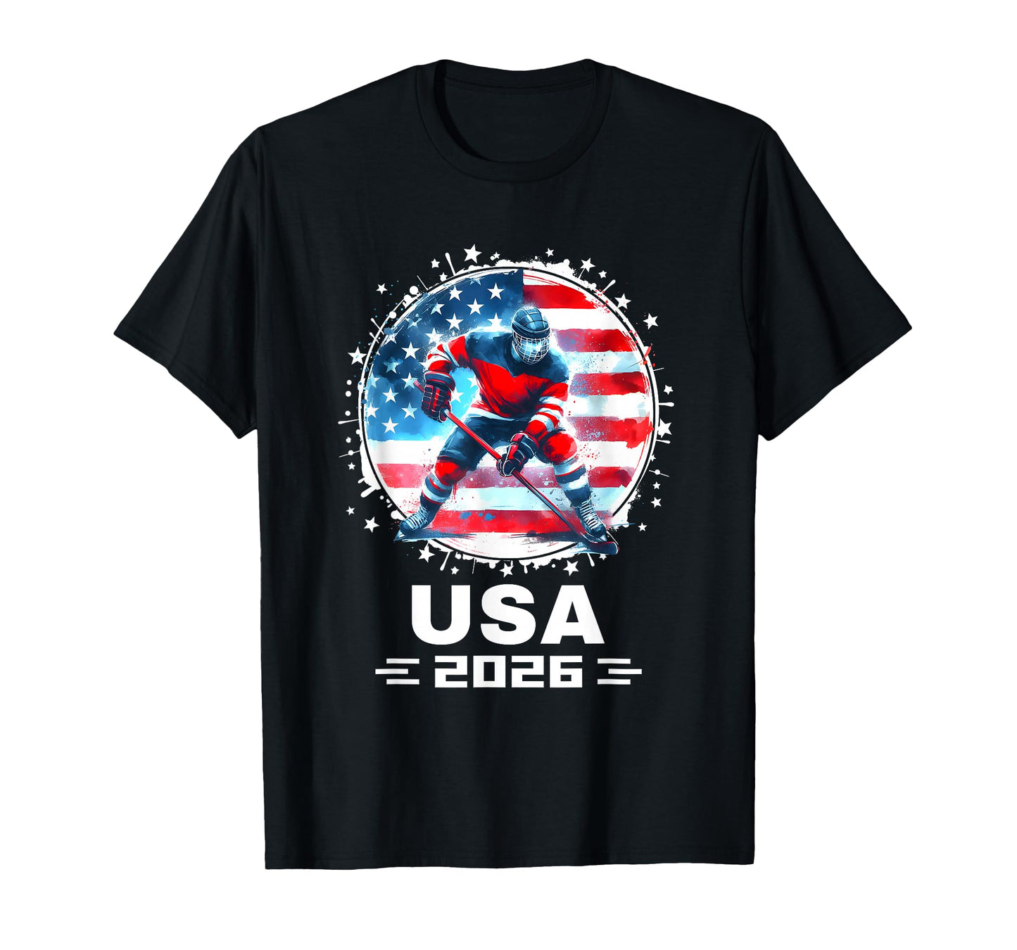 Hockey USA Go USA Team Tshirt USA Flag 2026 Hockey T-Shirt