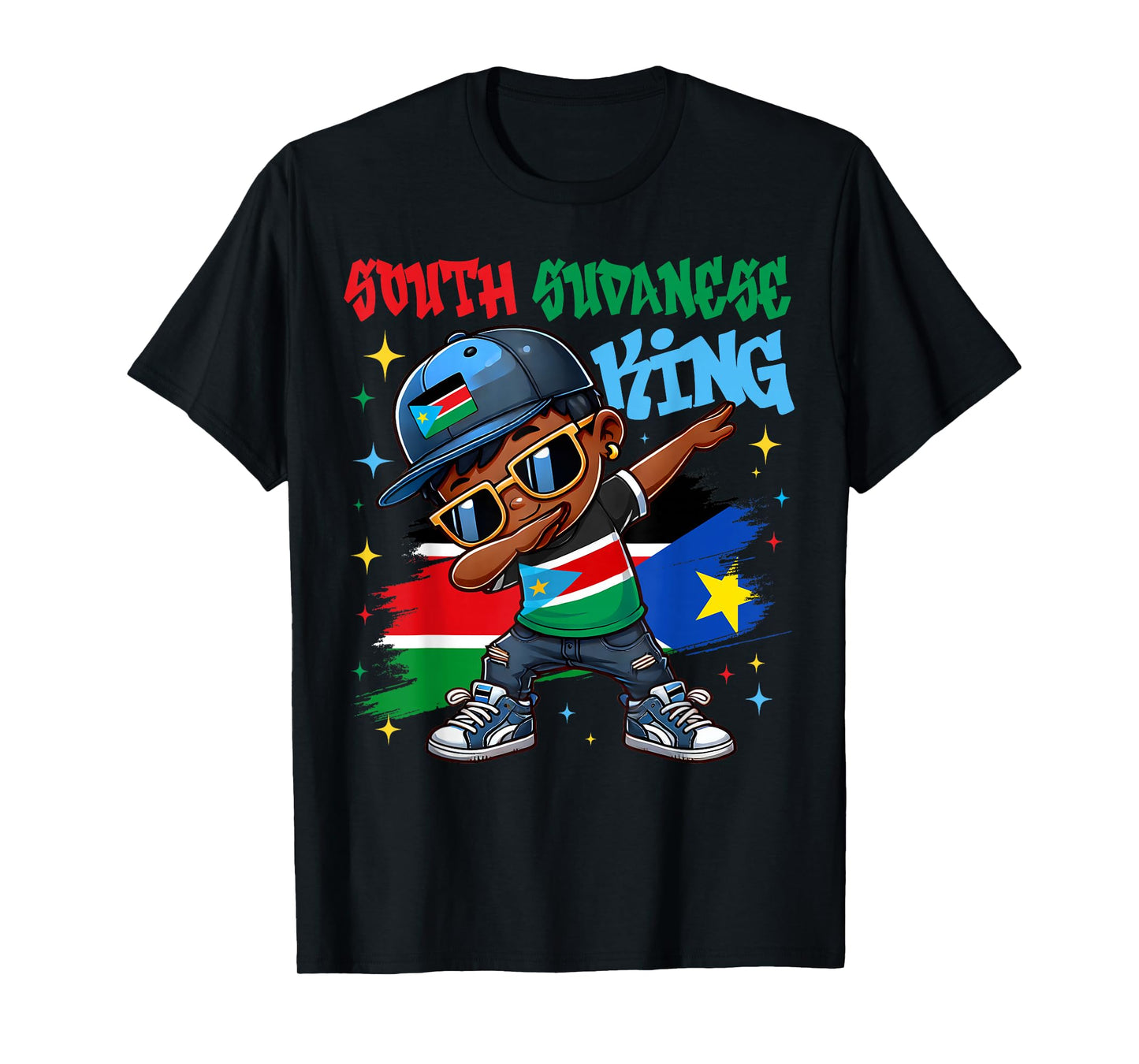 South Sudanese King Dabbing South Sudan Flag Pride for Kids T-Shirt