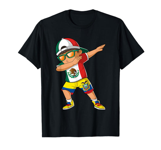 Half Mexican Half Ecuadorian Boy Mexico Ecuador Flag T-Shirt