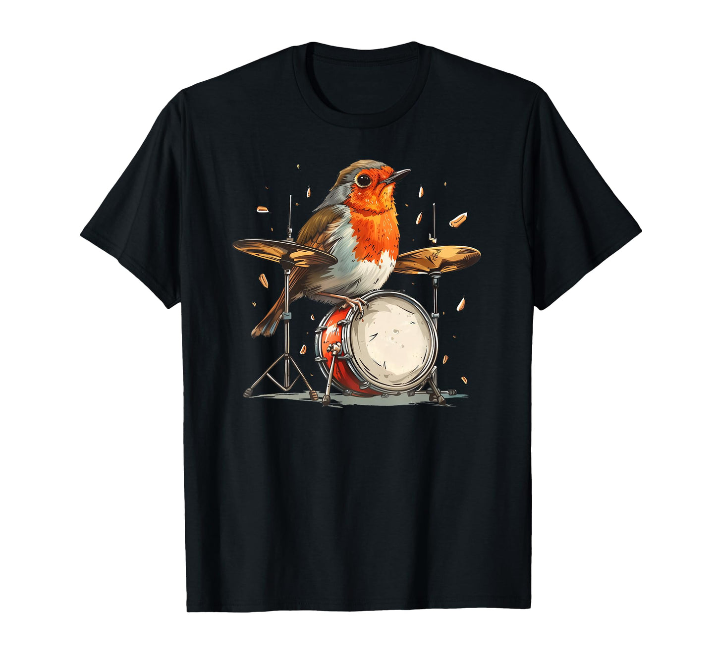 Funny Rocking Robin Bird - Robin Playing The Drums T-Shirt