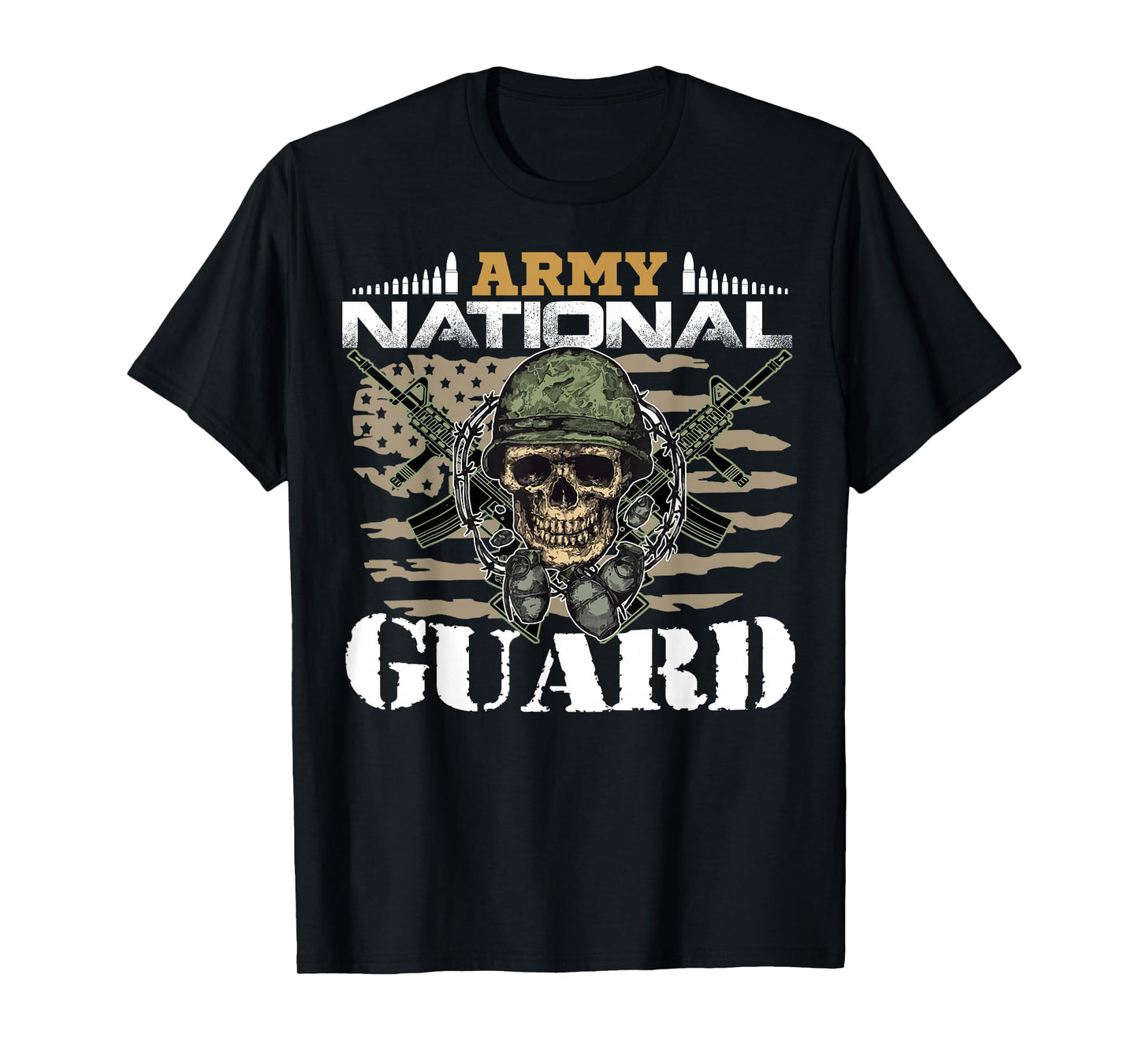 Proud Army National Guard With Vintage American Flag Gifts T-Shirt