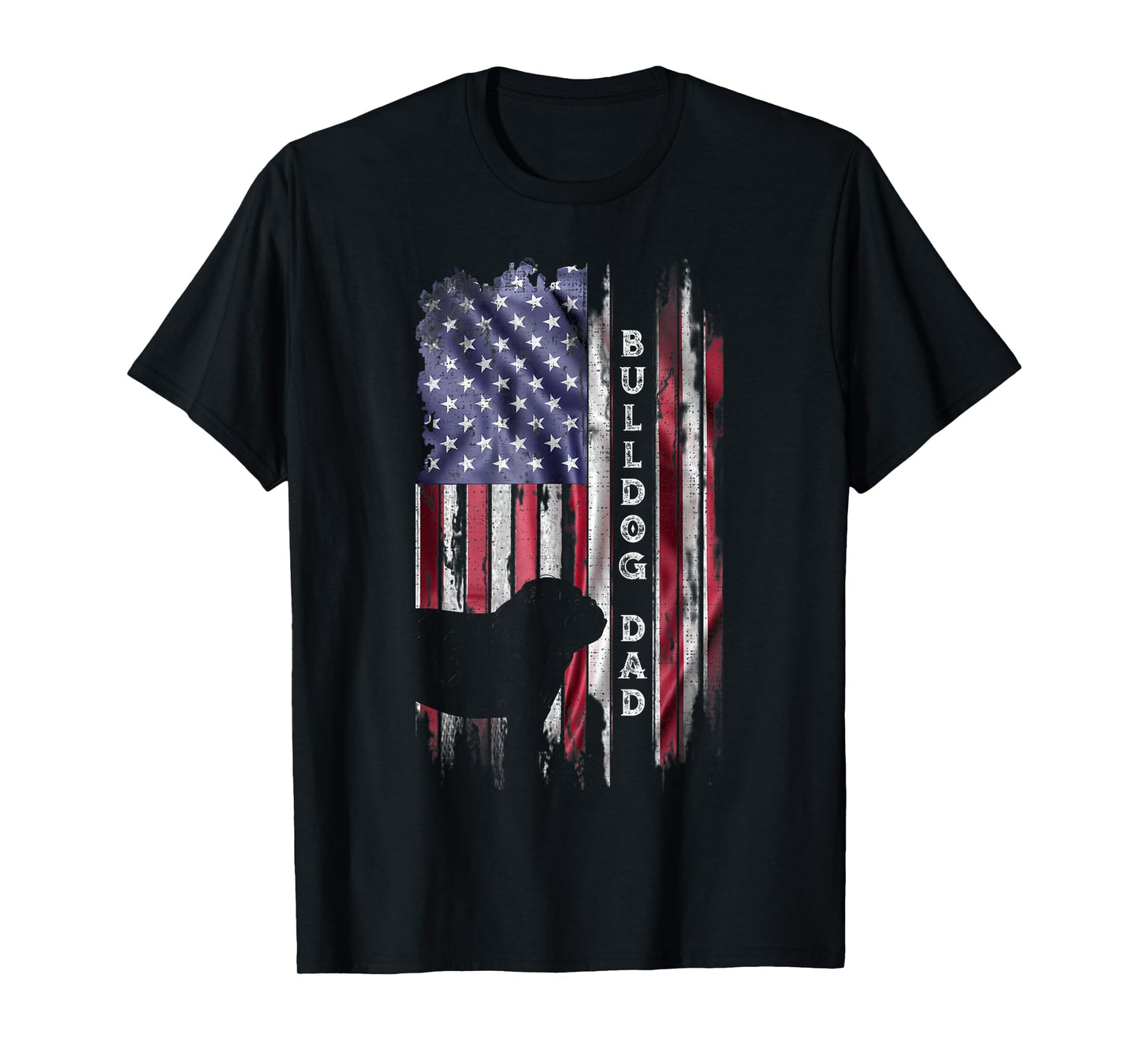 Vintage USA Flag Proud English Bulldog Dad Silhouette T-Shirt for Women Kids Men