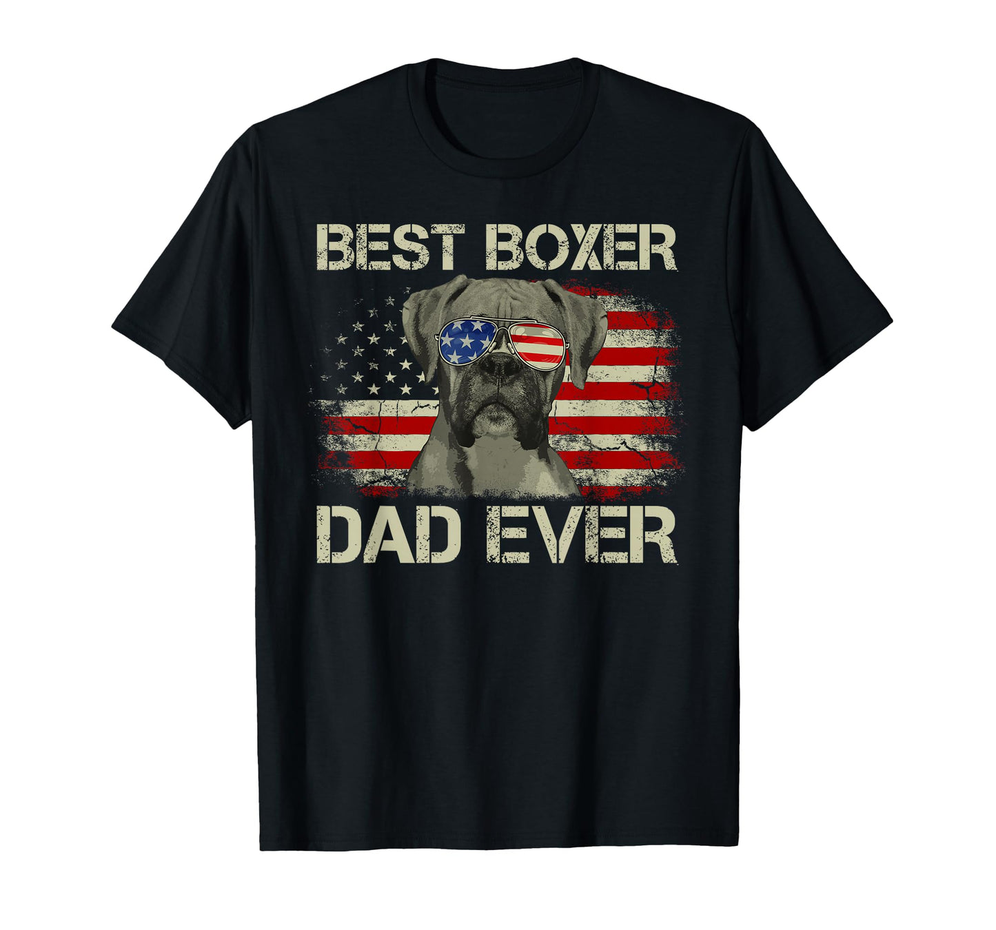 Best Boxer Dad Ever Tshirt Dog Lover American Flag Gift T-Shirt