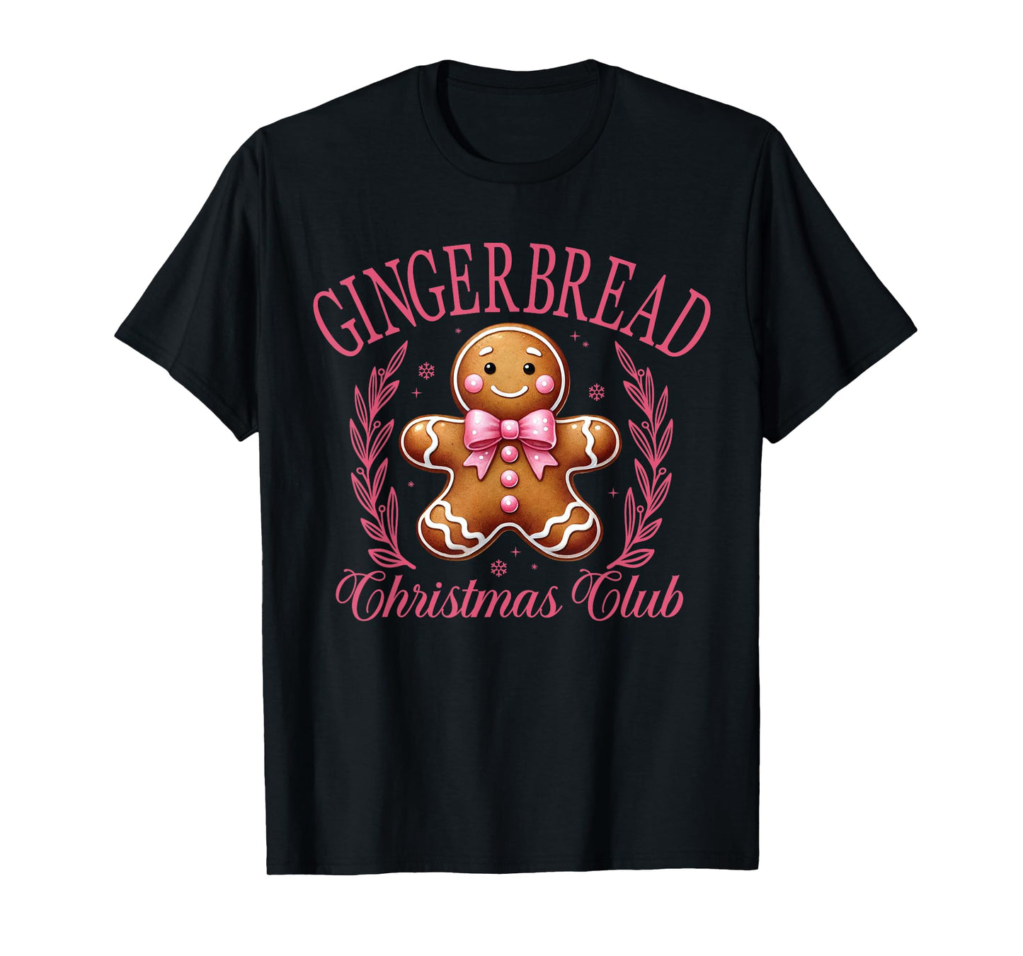 Coquette Bow Pink Gingerbread Christmas Girl Women Xmas T-Shirt