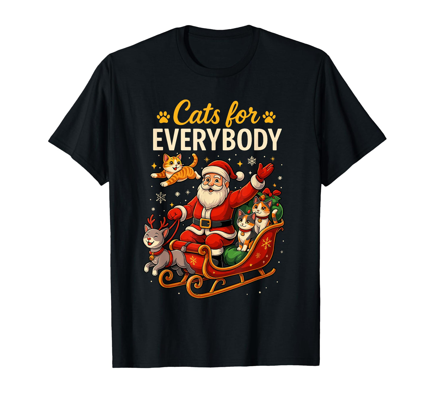 Cats for Everybody Christmas Shirt Men, Funny Santa Cat Dad T-Shirt