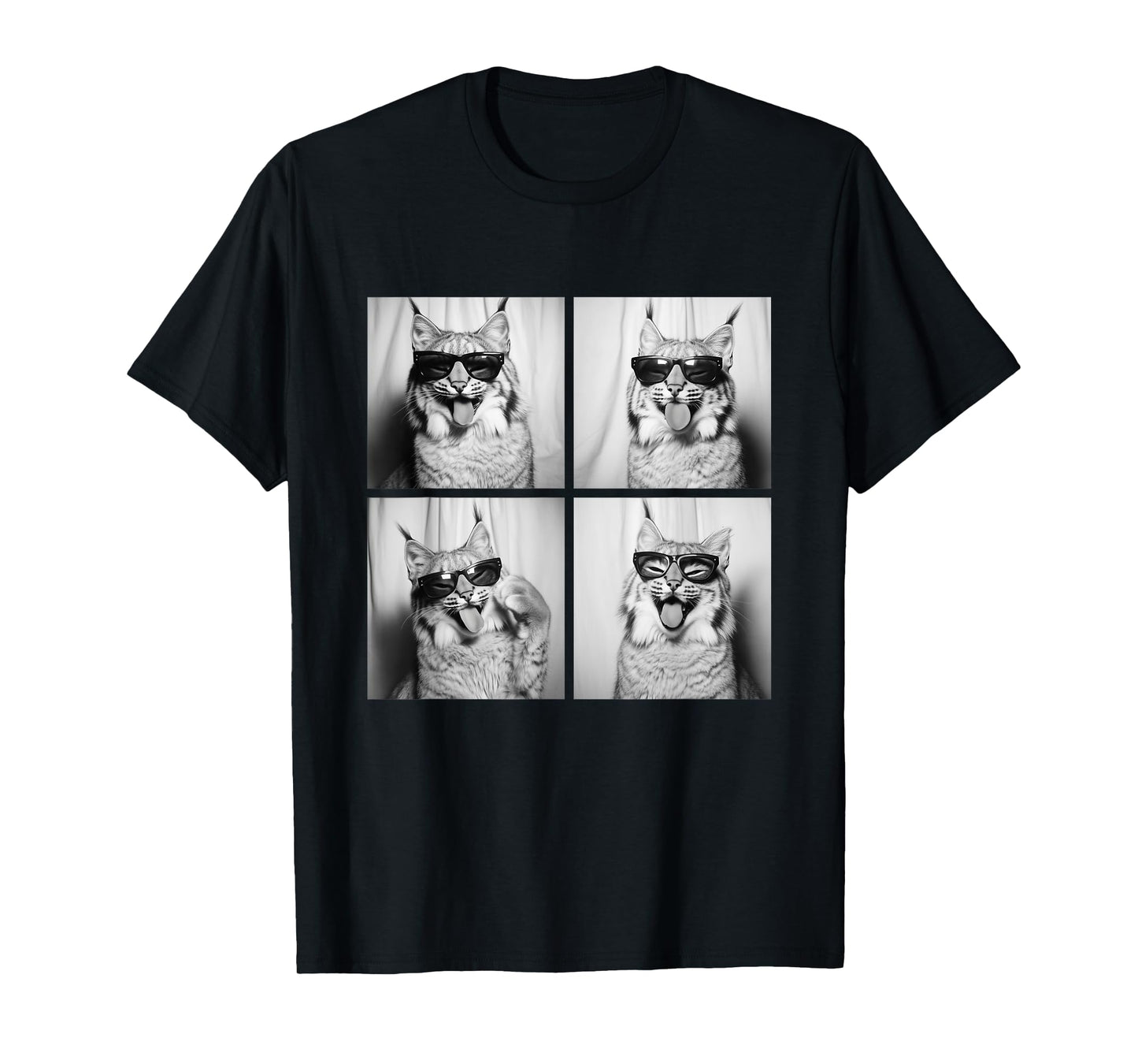 Funny Bobcats with Sunglasses Cool Lynx Animals Humor Meme T-Shirt