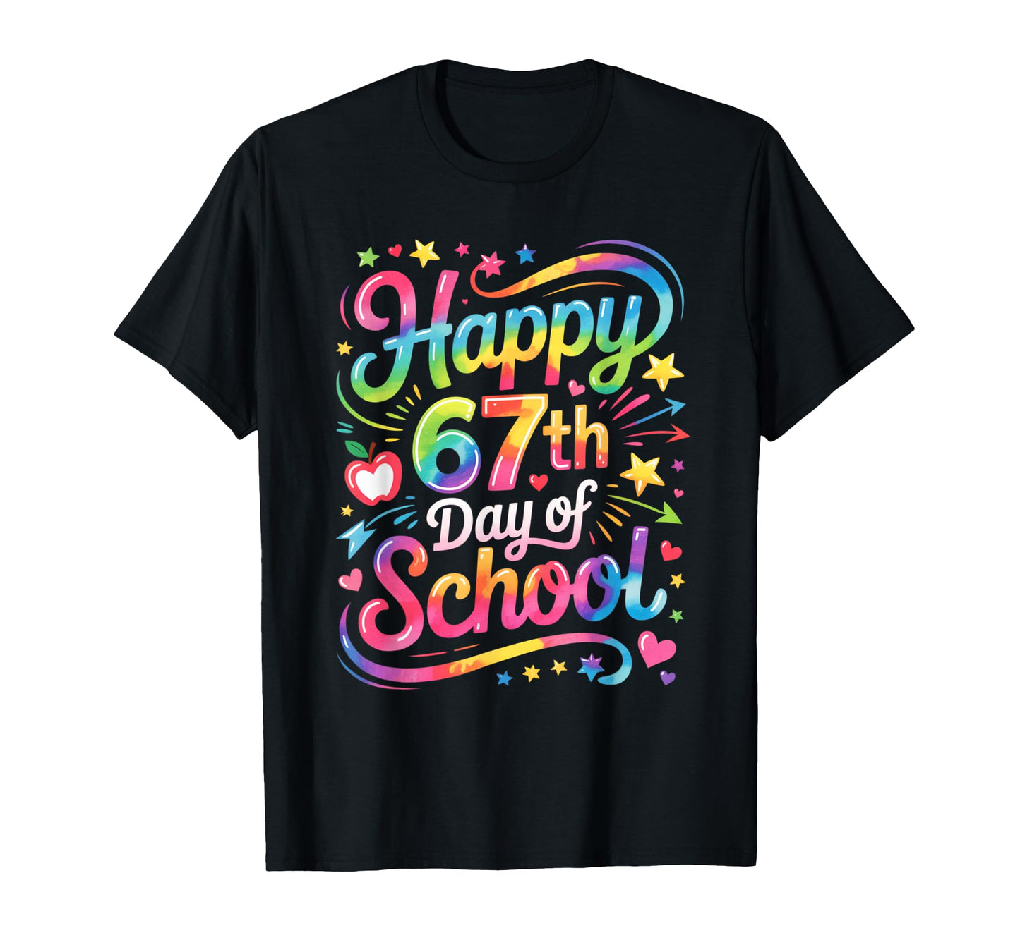 Happy 67 Days of School Meme100th Day of School Tie Dye T-Shirt