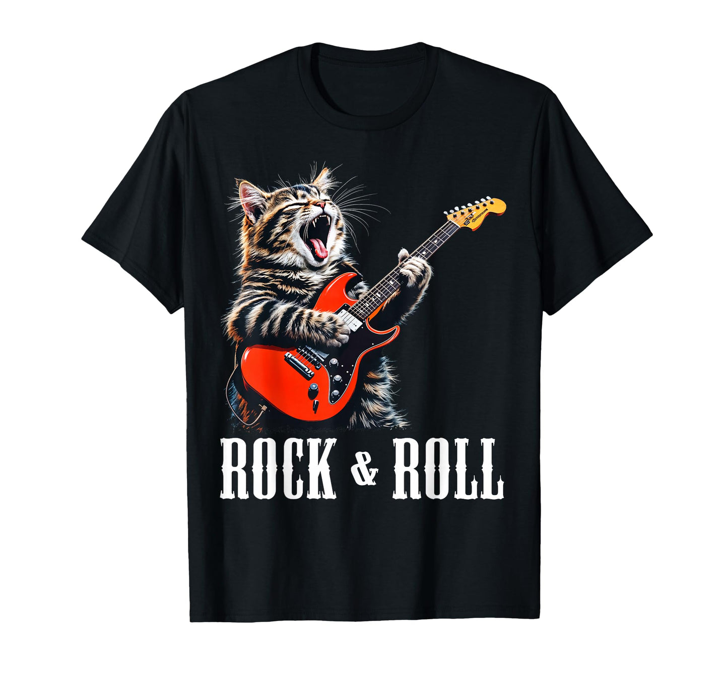 Rock & Roll Guitar Cat Vintage ROCK Guitarist Kitty T-Shirt