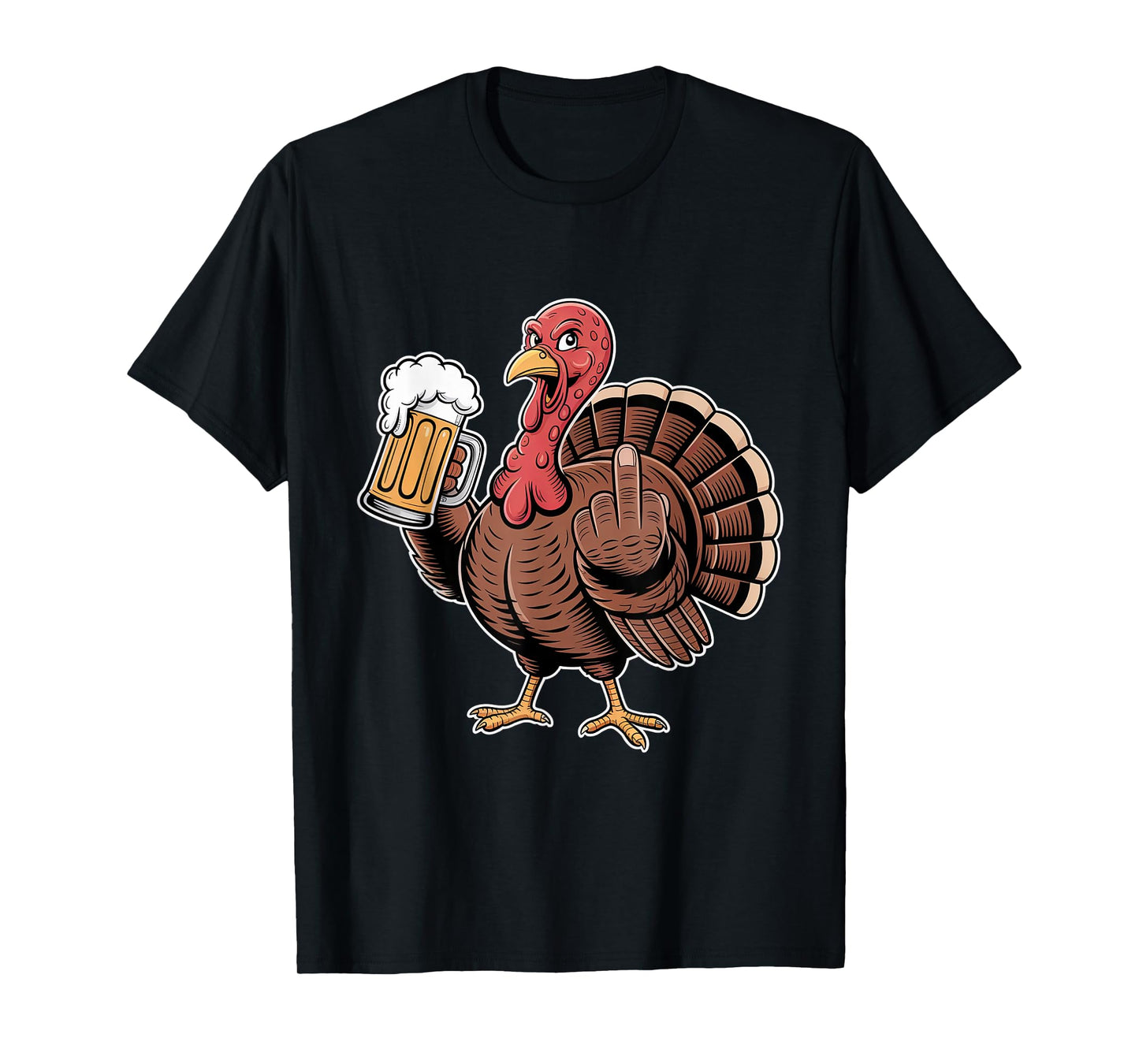 Funny Rude Thanksgiving Turkey Beer Humor T-Shirt