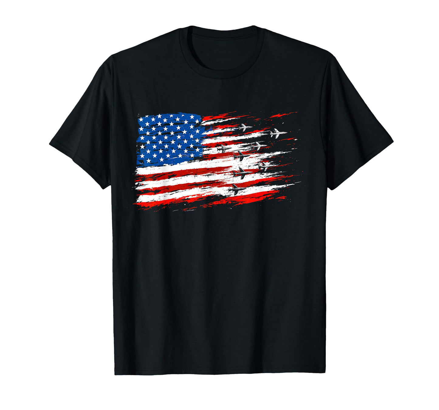 Airplane American Flag Aviation Fighter Jets 4th of July T-Shirt