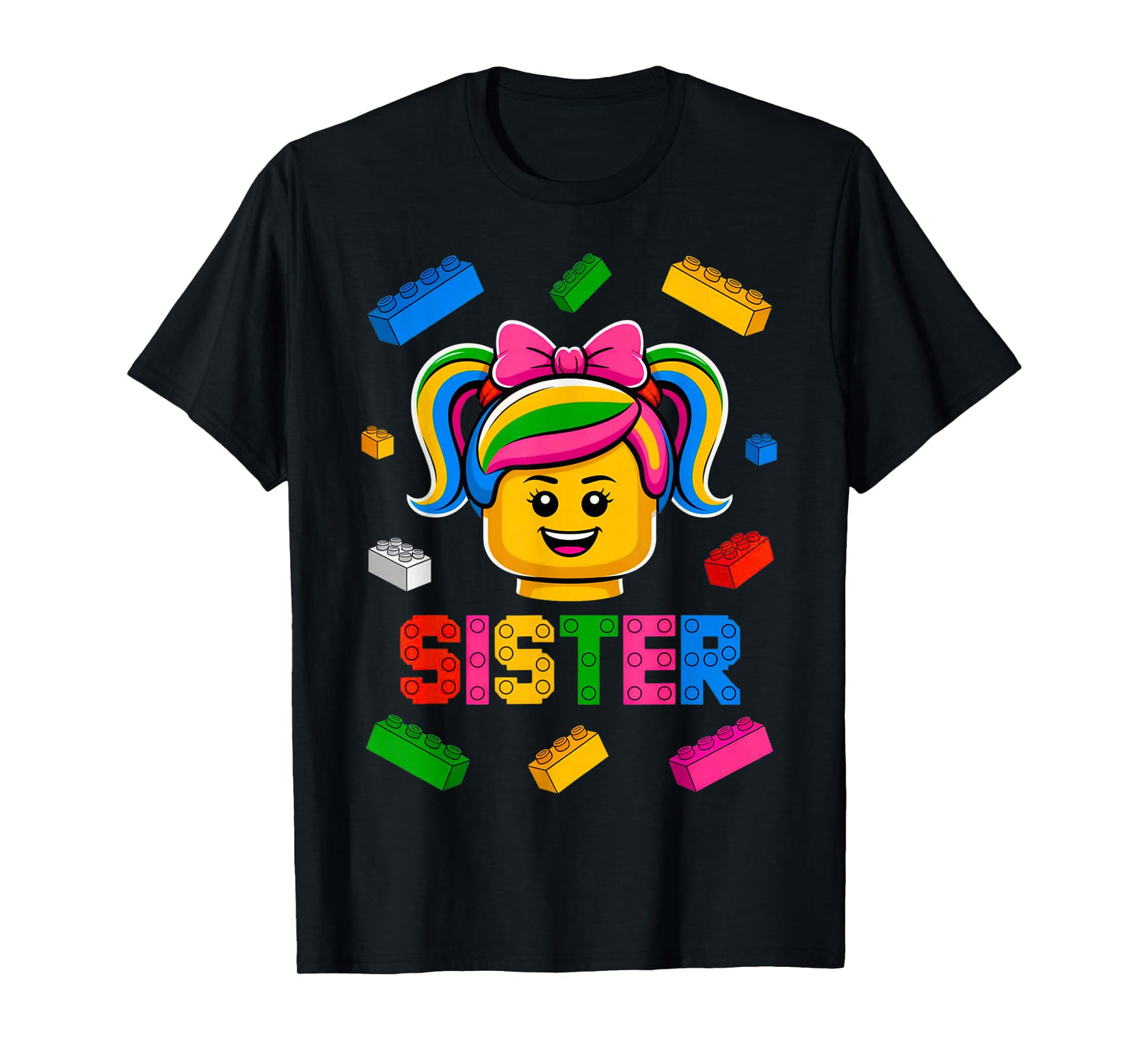 Family Sister Master Builder Building Bricks Blocks Girls T-Shirt