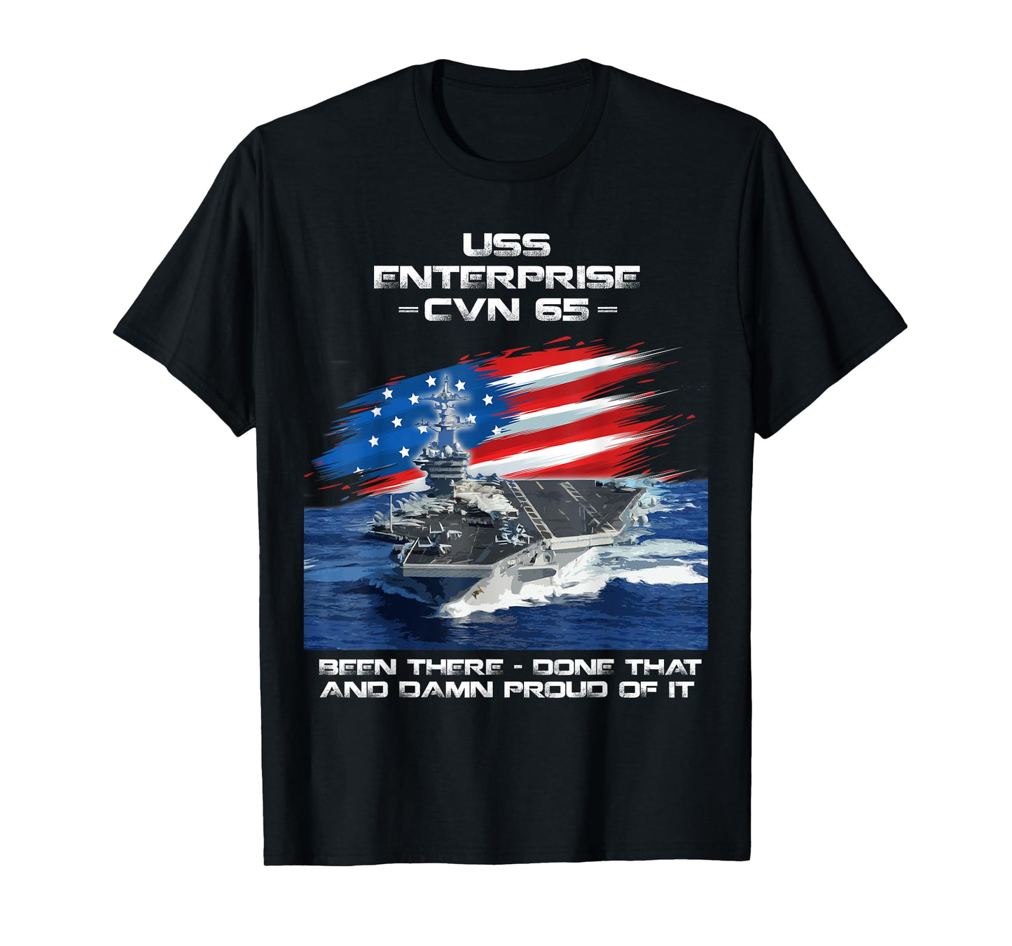 USS Enterprise CVN 65 Aircraft Carrier Veteran USA Flag Xmas T-Shirt