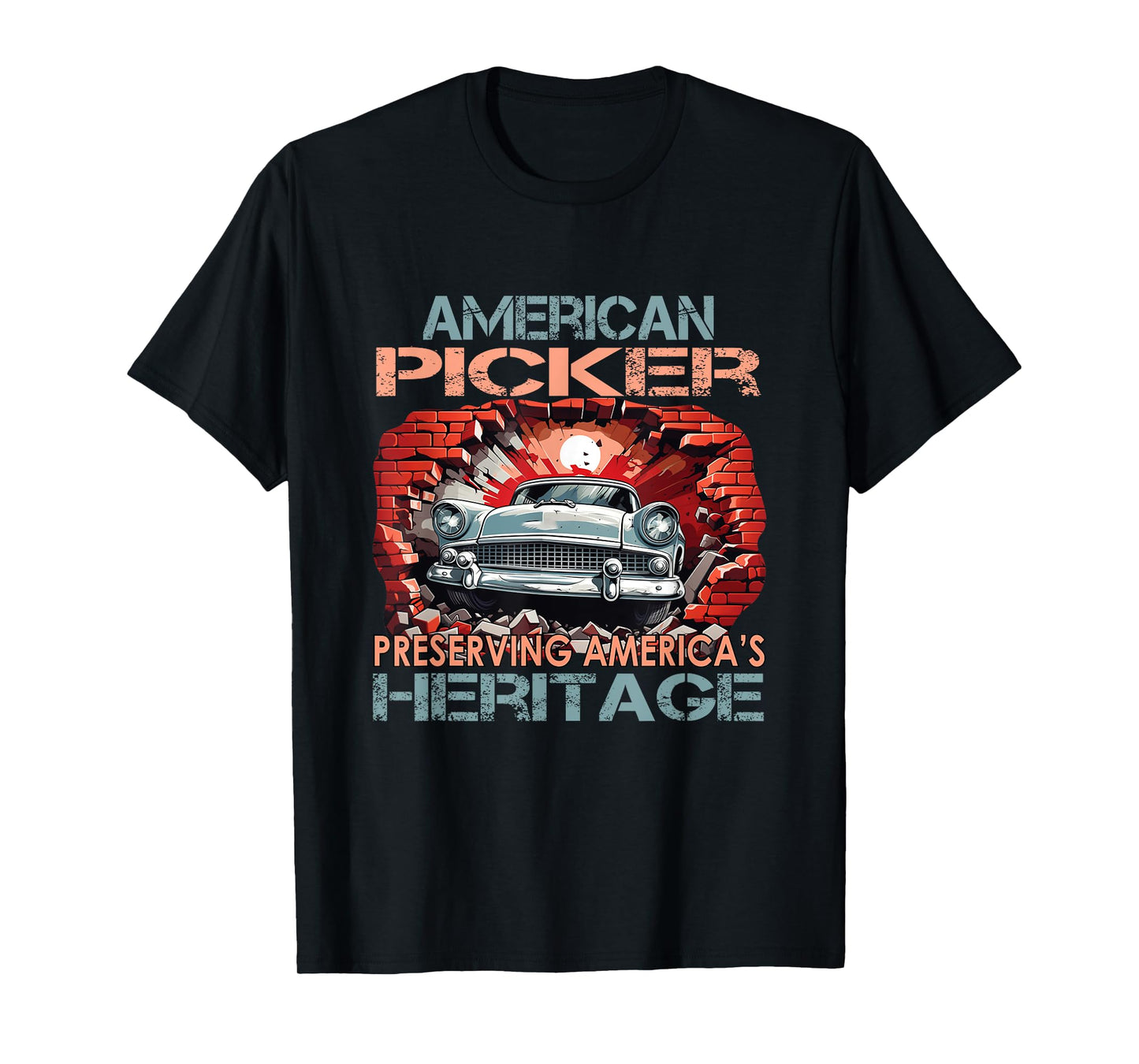 Patriotic American Heritage Pickers T-Shirt, Small, Black