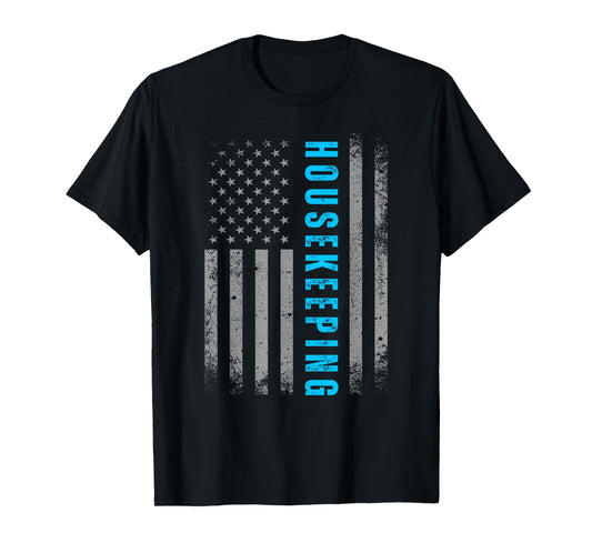 Retro Housekeeping American USA Flag Cleaning Service Maid T-Shirt