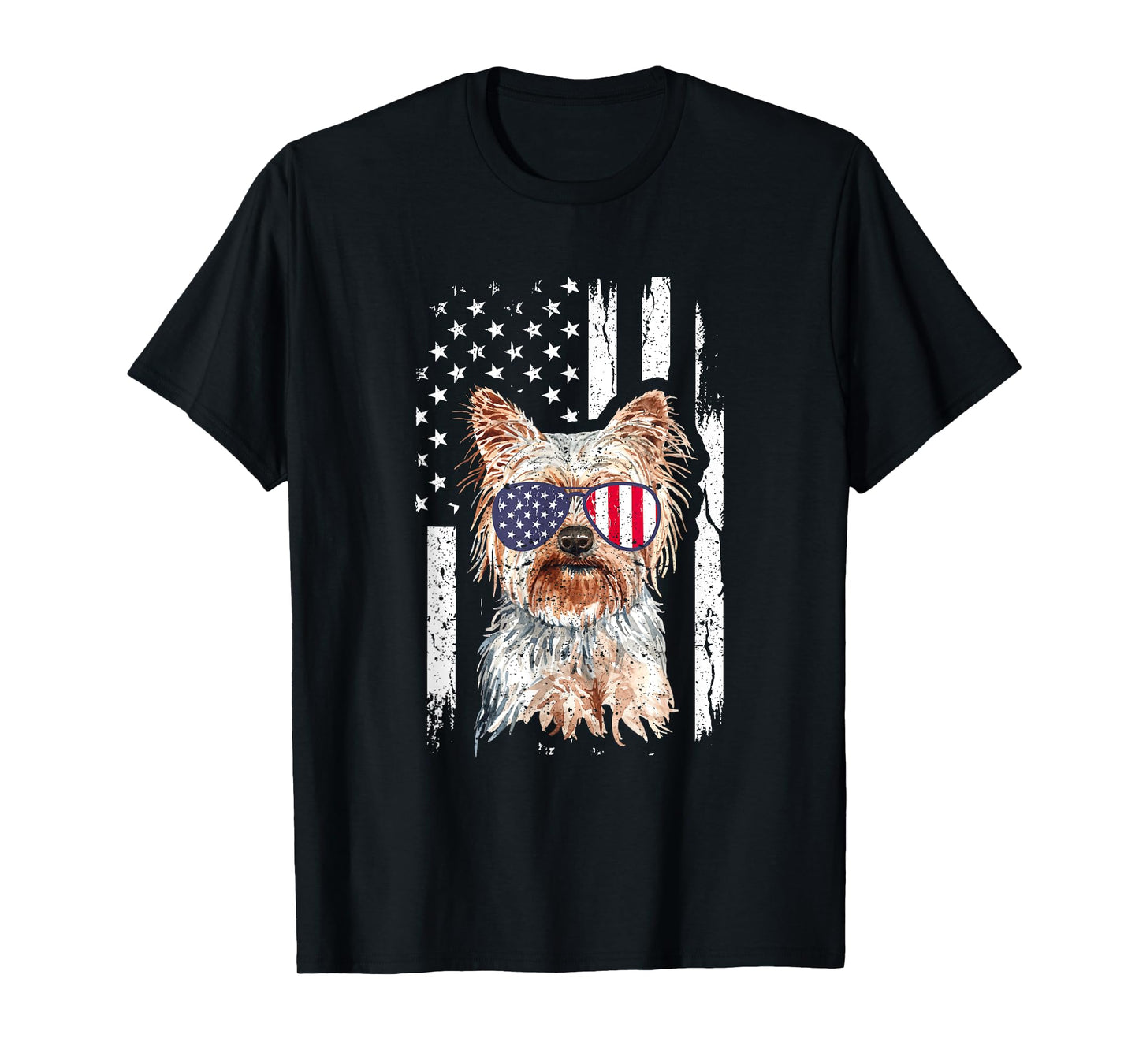 Yorkshire American Flag Patriotic Yorkie Dog 4th Of July US T-Shirt