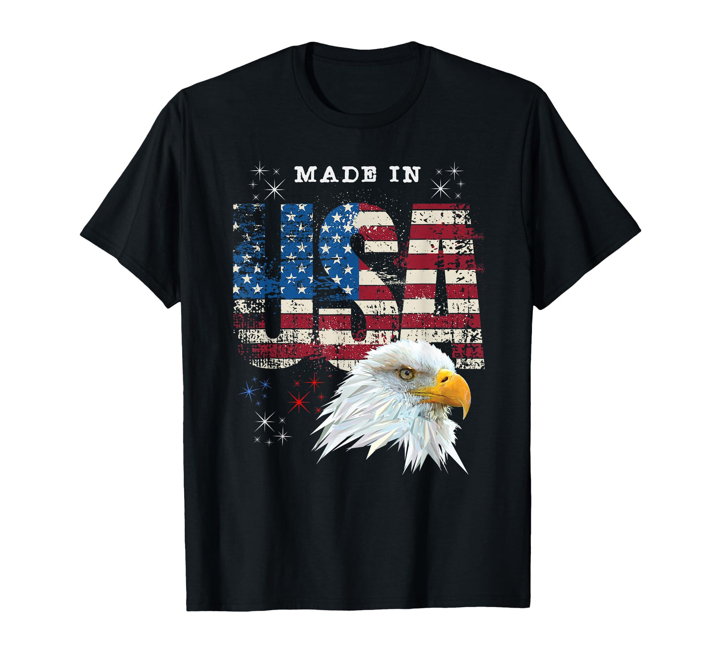 Made in USA Patriotic American Flag Bald Eagle America T-Shirt