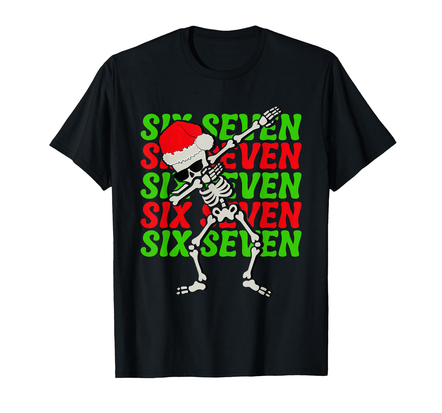 67 Christmas Funny Six Seven Meme Brainrot Dabbing Skeleton T-Shirt