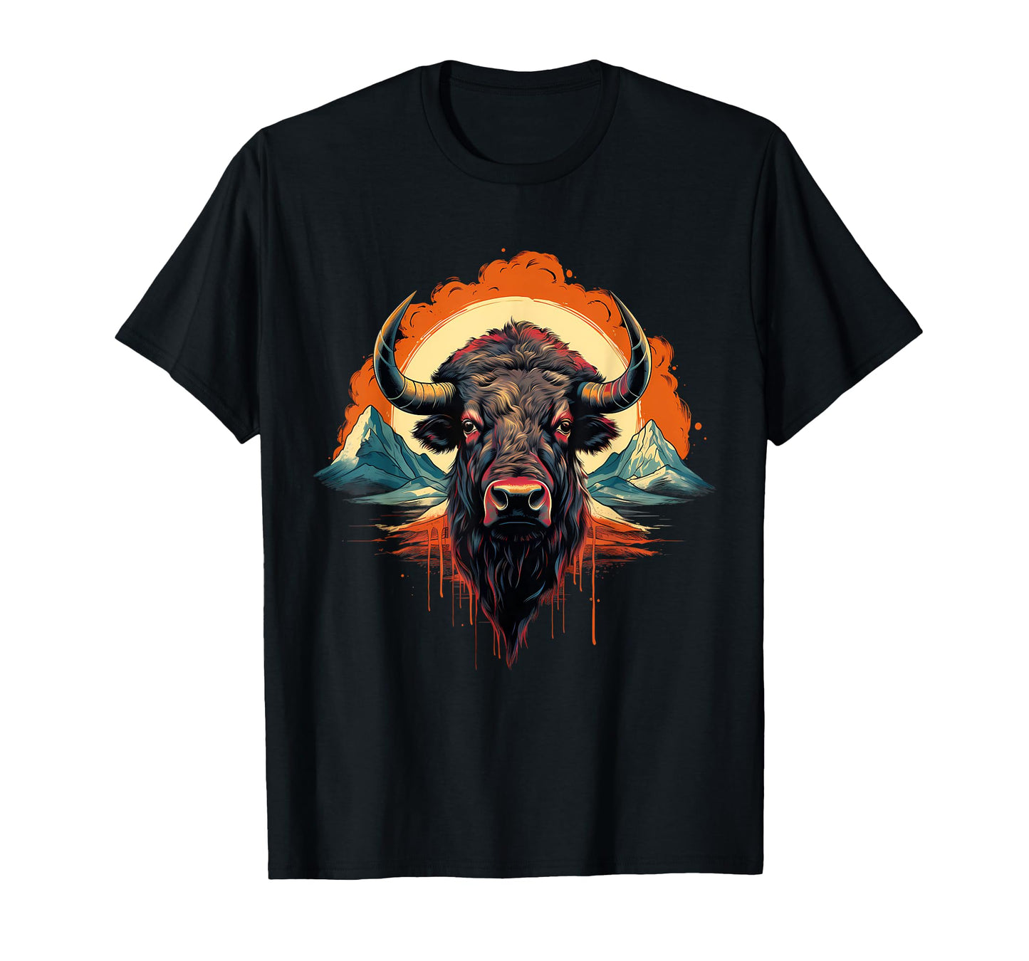 Buffalo Colorful Motif Artwork Wildlife Safari Nature Bison T-Shirt