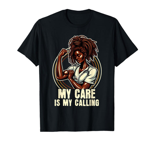 African American Locs Nurse Black Melanated Nursing T-Shirt
