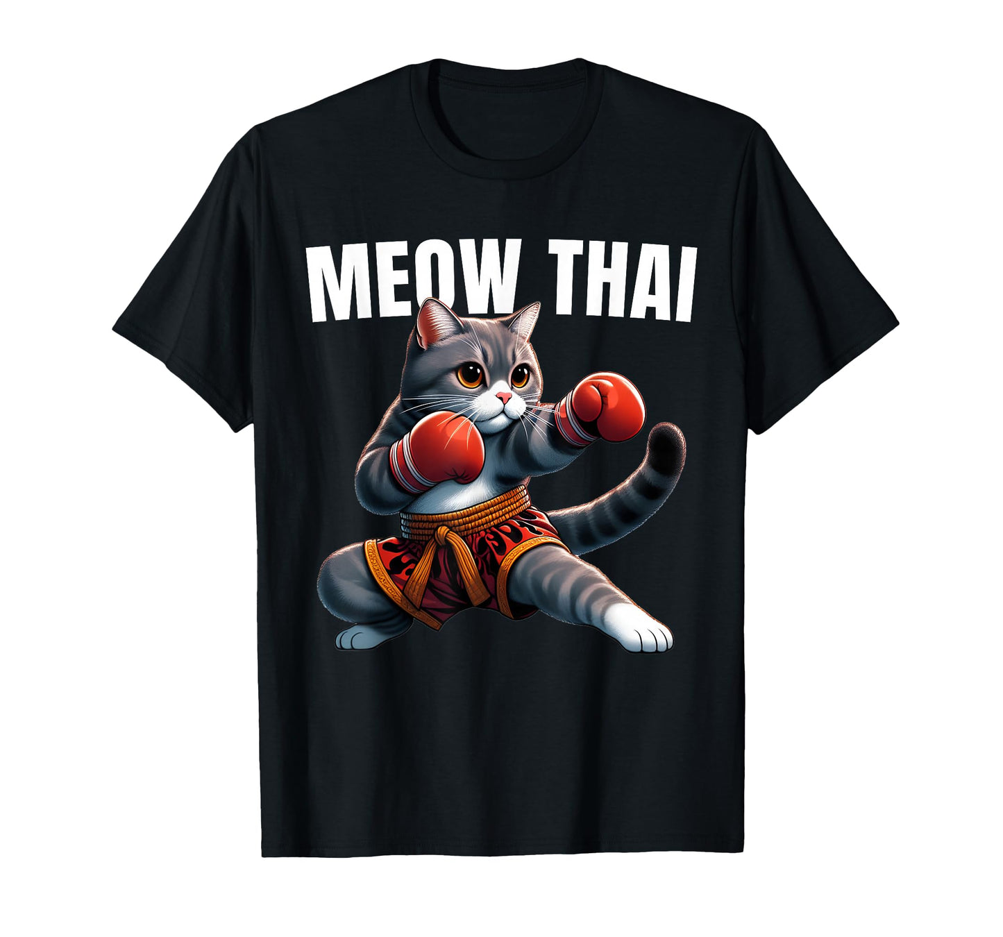 Funny Muay Thai Cat Meow Thai Boxing Martial Art Kids T-Shirt