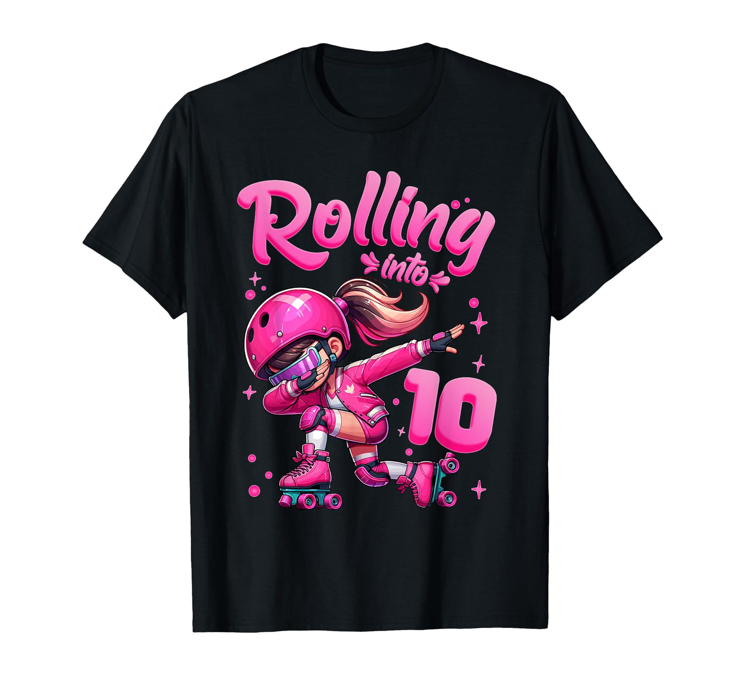 Roller Skating Girl Birthday Kids 10th Birthday Party tee T-Shirt