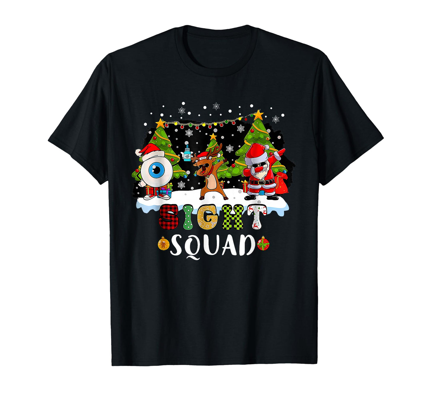 Christmas Sight Squad Santa Reindeer Dabbing Optometrist T-Shirt