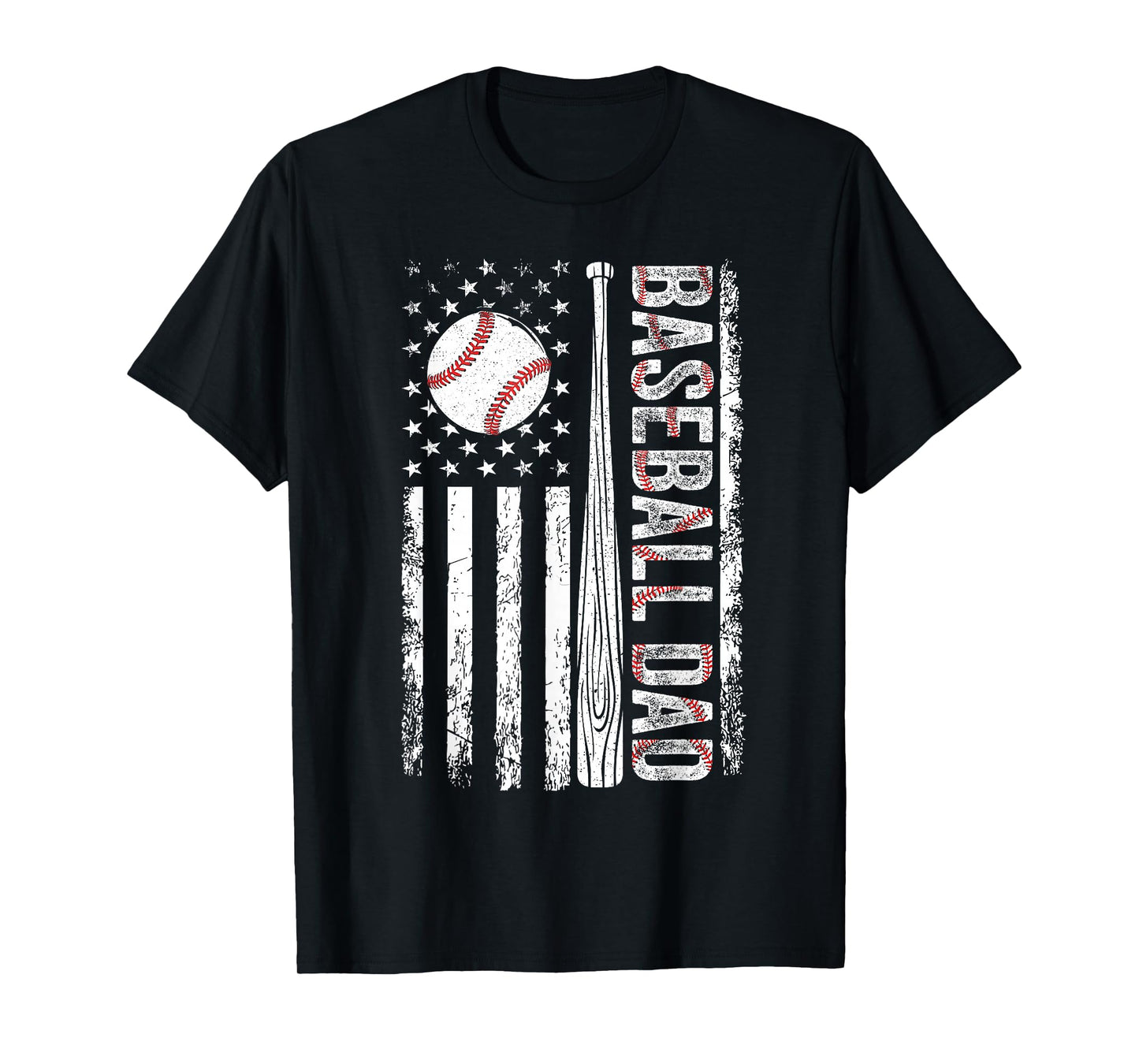 Baseball Dad American Flag Patriotic Father's Day USA Flag T-Shirt