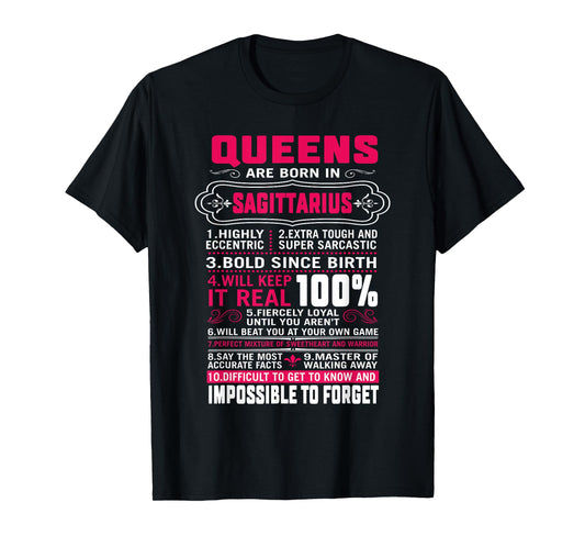 Queens Are Born In Sagittarius Shirt Women November Birthday T-Shirt