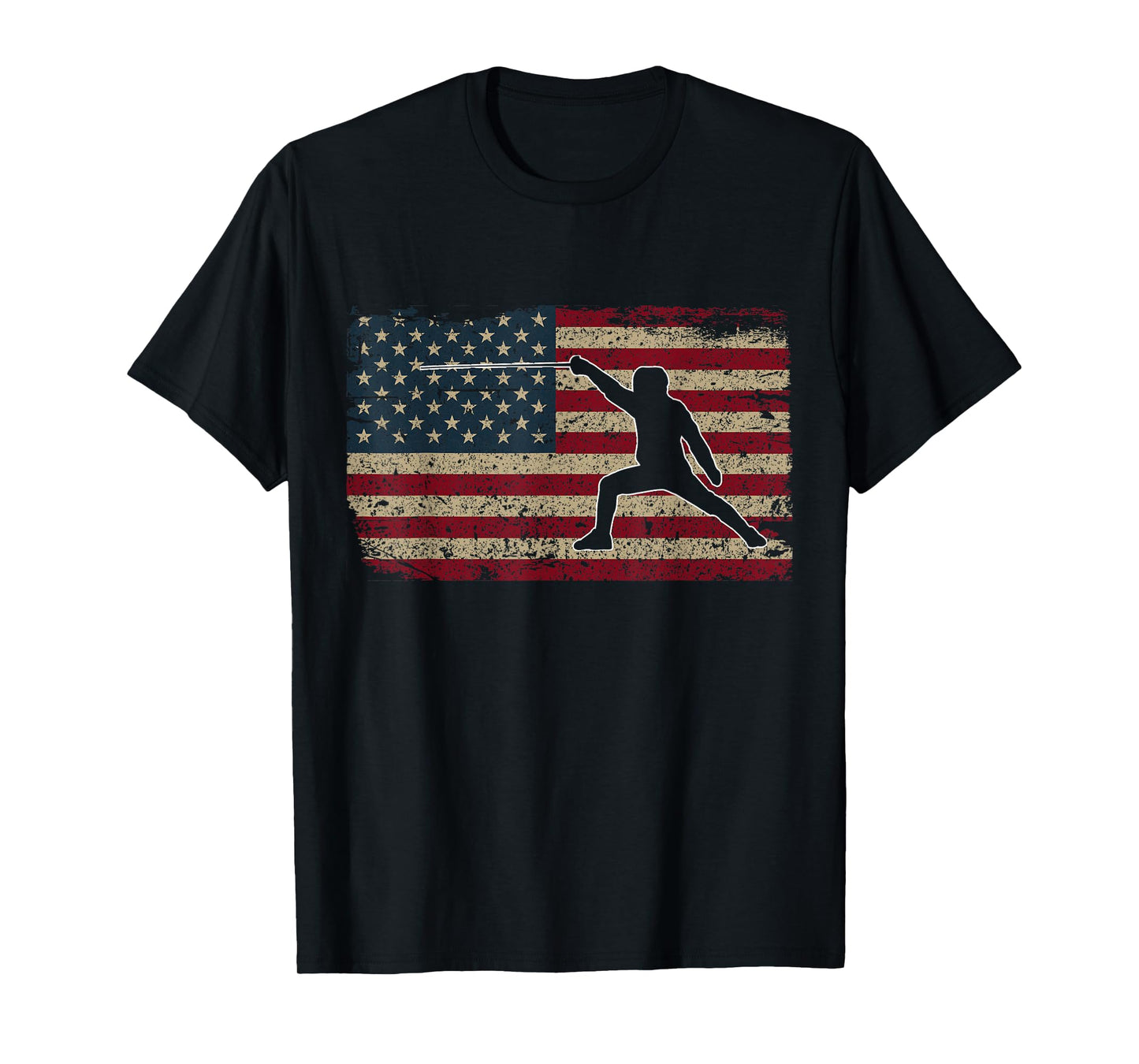 Fencer American Flag T-Shirt I Proud Fencing Gift Idea T-Shirt