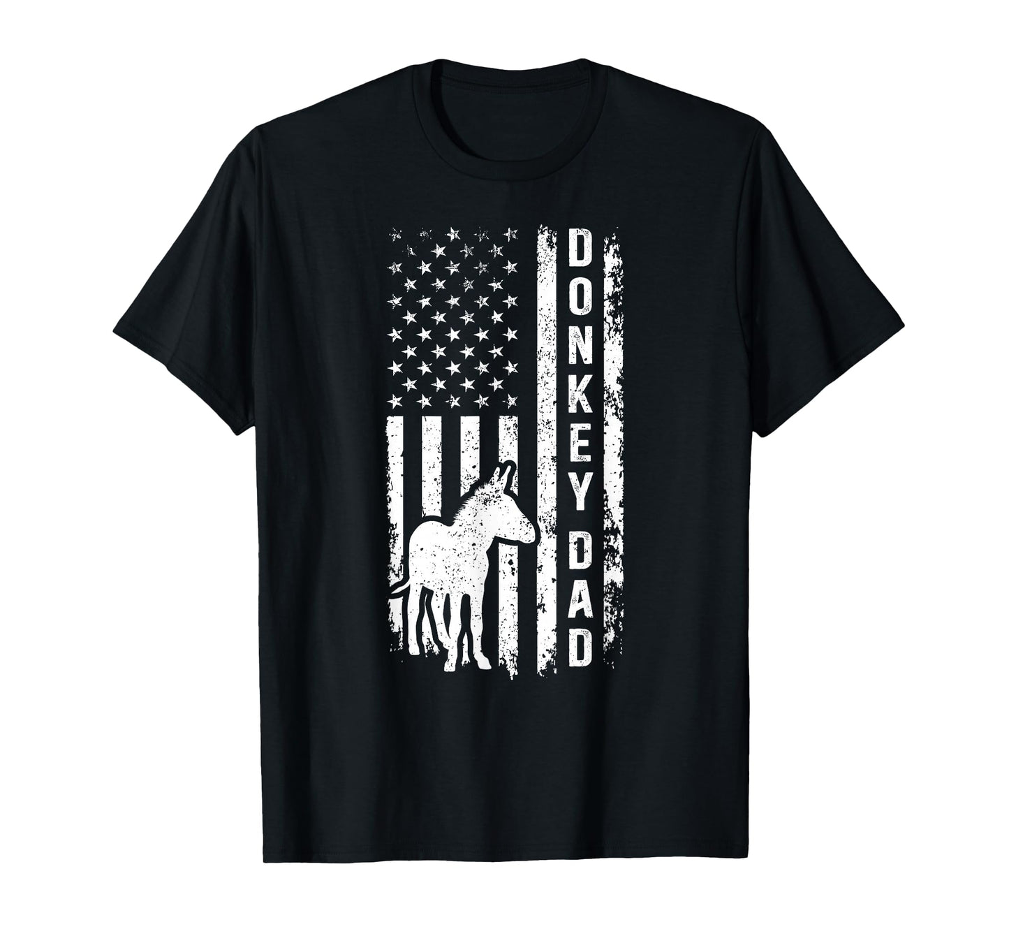 Donkey Dad US Flag Donkey Owner Donkey Father Donkey Lover T-Shirt