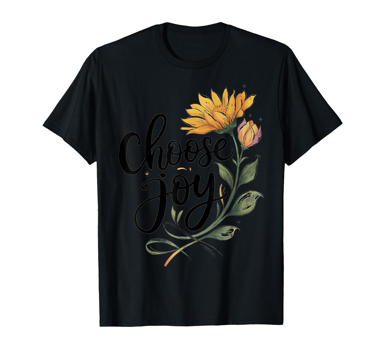 Choose Joy Inspirational Sunflower Floral Positive T-Shirt