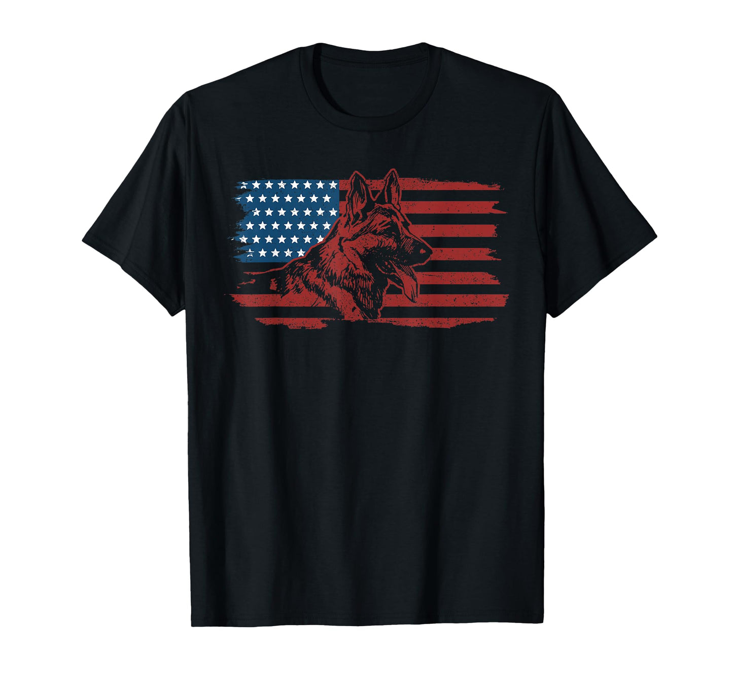 German Shepherd Dog American Flag Patriotic K-9 Unit Gift T-Shirt