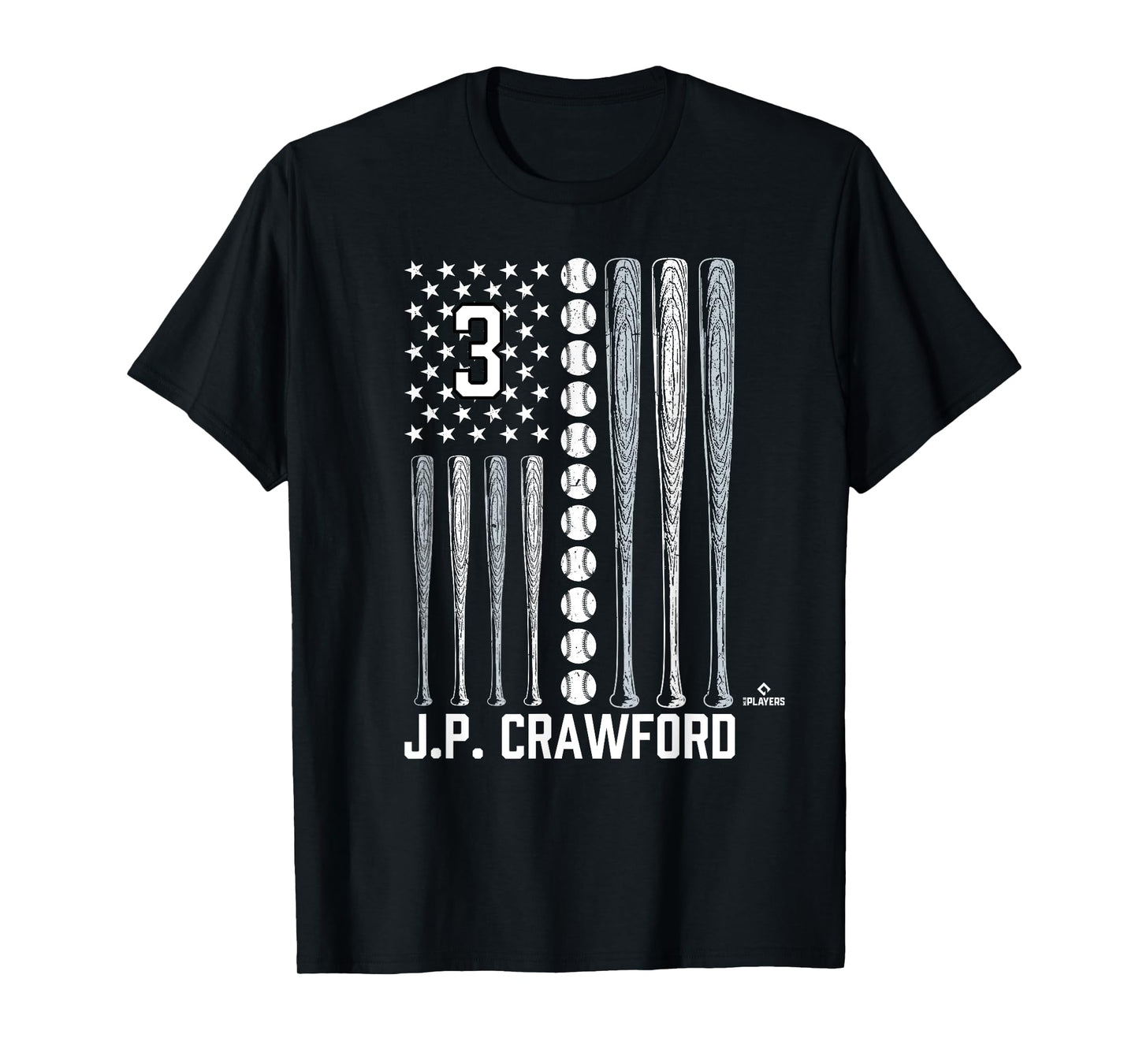 Baseball American Flag J.P. Crawford Seattle Baseball MLBPA T-Shirt