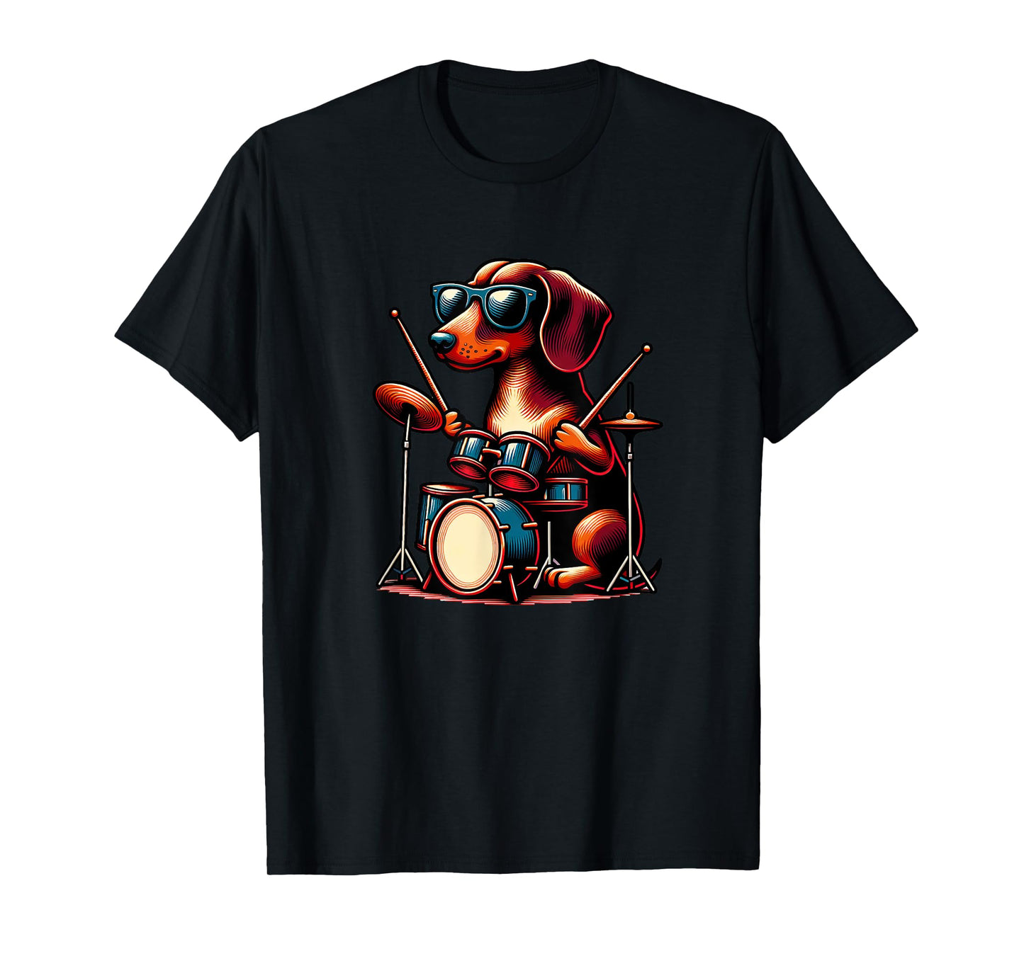 Unique Dachshund Beats Drumming Dog Enthusiast Art T-Shirt