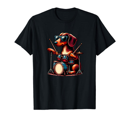 Unique Dachshund Beats Drumming Dog Enthusiast Art T-Shirt