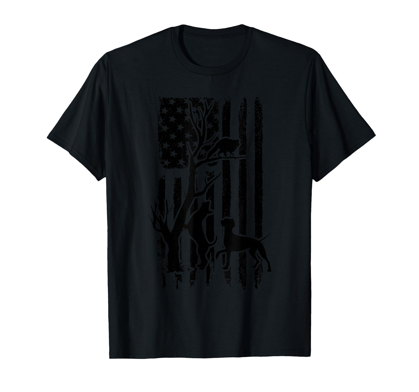 Dog Lover Apparel Co. Patriotic Coonhunter USA Flag Hunting Dog Coon Hound T-Shirt, Small, Grey