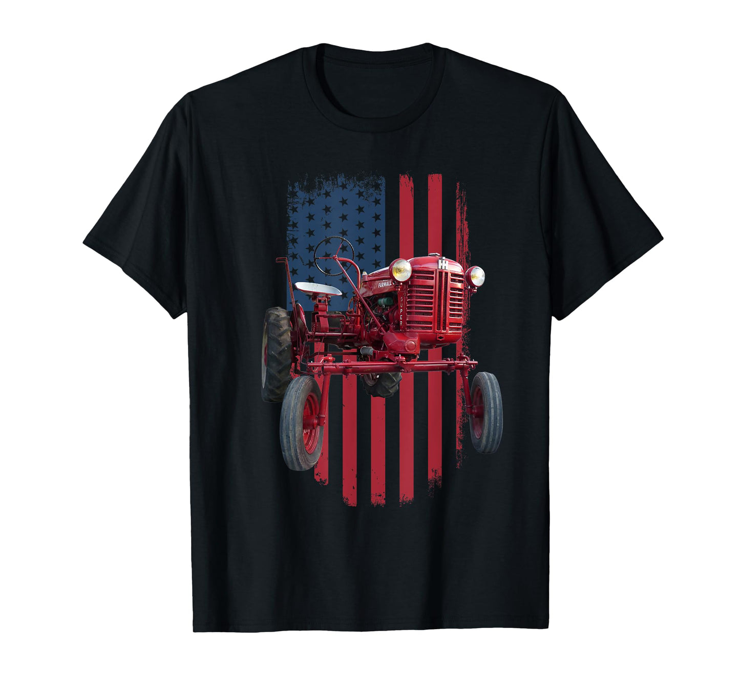 Patriotic Vintage Cub Farm Tractor American Flag USA Pride T-Shirt for Women Men