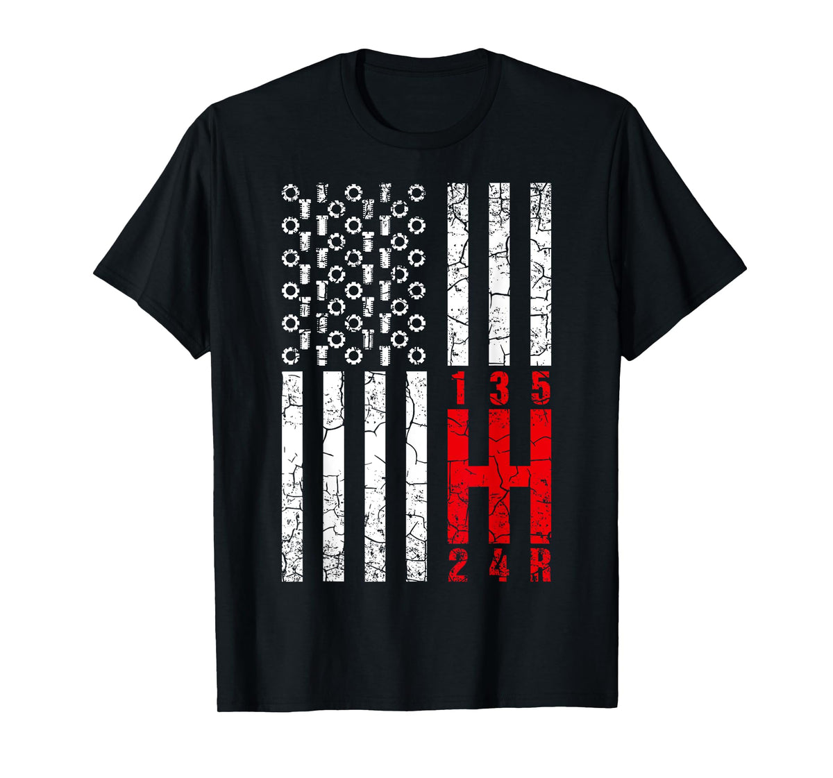 Stick Shift American Flag Car Mechanic Transmission T-Shirt
