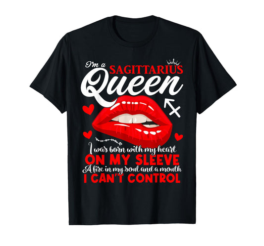 Sagittarius Queen Zodiac Sign Women Girls Lady Birthday T-Shirt