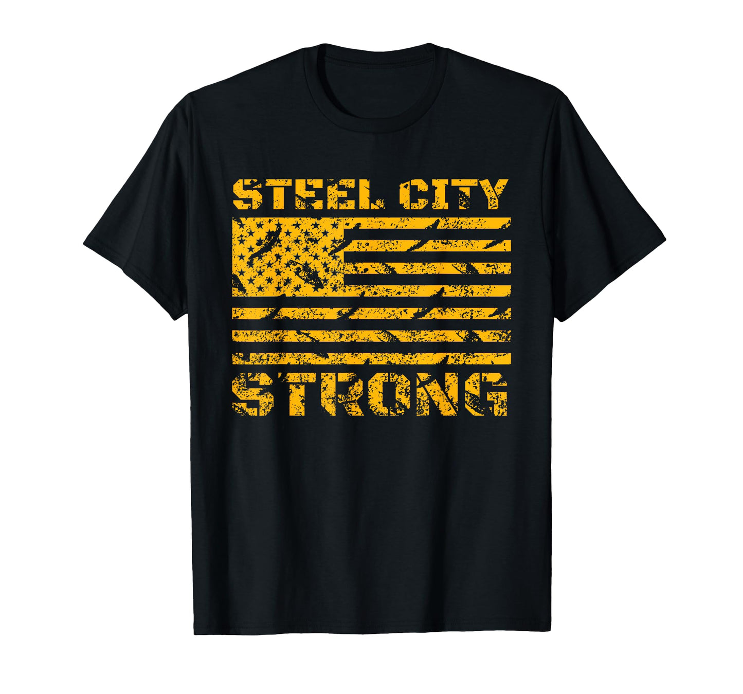 Pittsburgh Steel City Strong American Flag Vintage T-Shirt