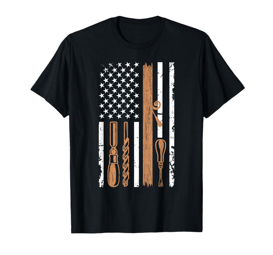 Wood Carving US Flag Wood Carver Woodcarving Woodcarver T-Shirt