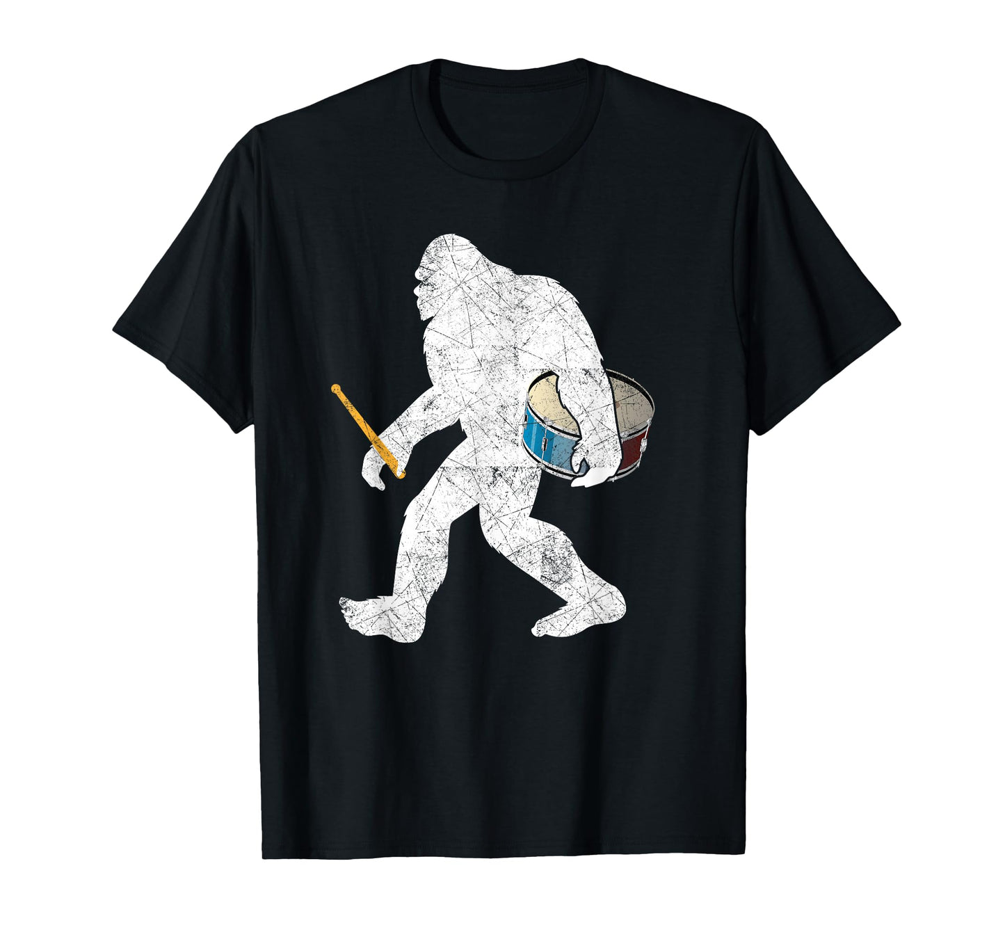 Bigfoot Sasquatch Carrying Drum T Shirt Drumsticks Gifts T-Shirt